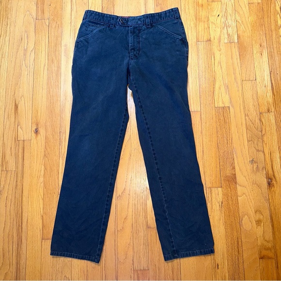Meyer Men's Pants Chicago Chino Straight 33 X 32 Washed Dark‎ Black Navy Blue 48 - Picture 1 of 13
